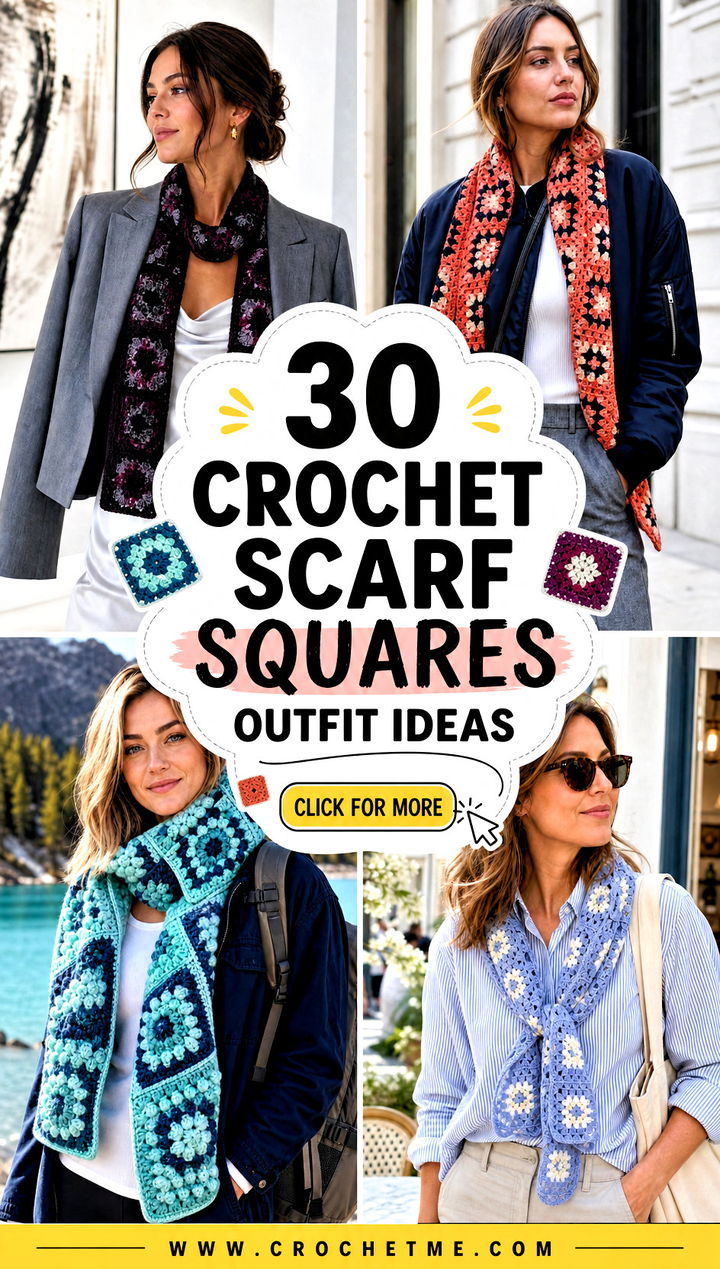 30 crochet scarf squares outfit ideas - 30 crochet scarf squares outfit ideas
