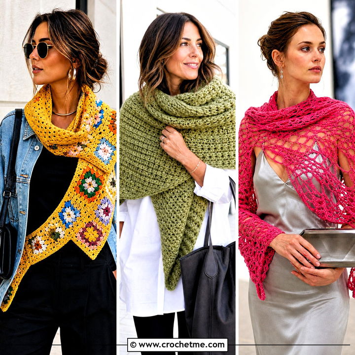 30 Crochet Scarf Sweater Wrap Outfit Ideas for Cozy Style