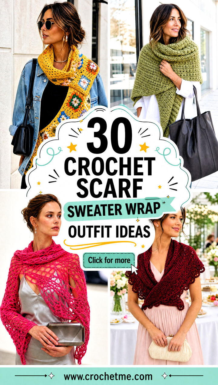 30 crochet scarf sweater wrap outfit ideas - 30 crochet scarf sweater wrap outfit ideas