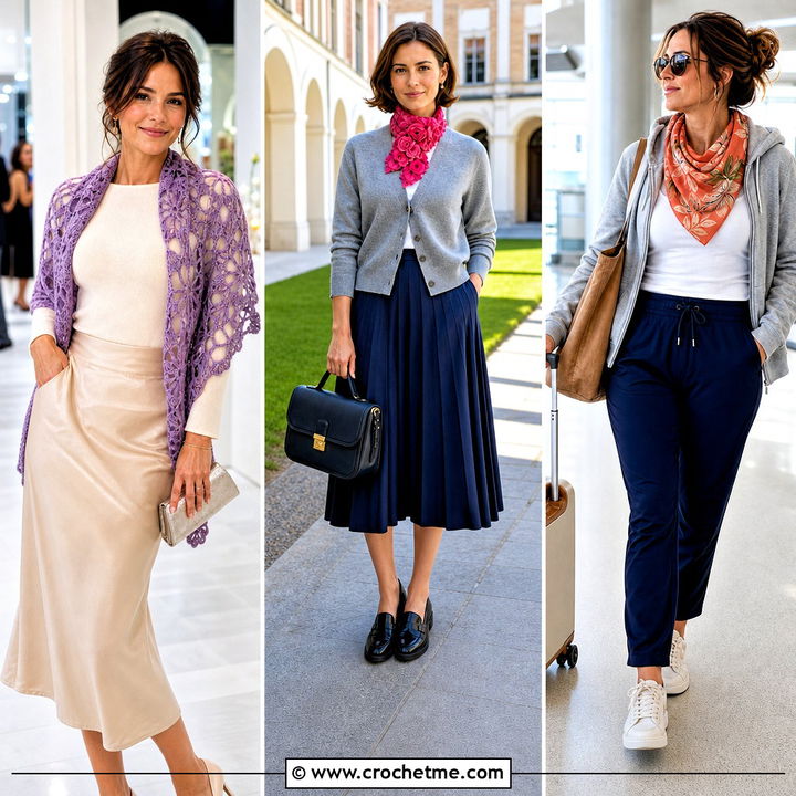 30 Crochet Scarf With Flowers Outfit Ideas for Romantic Looks