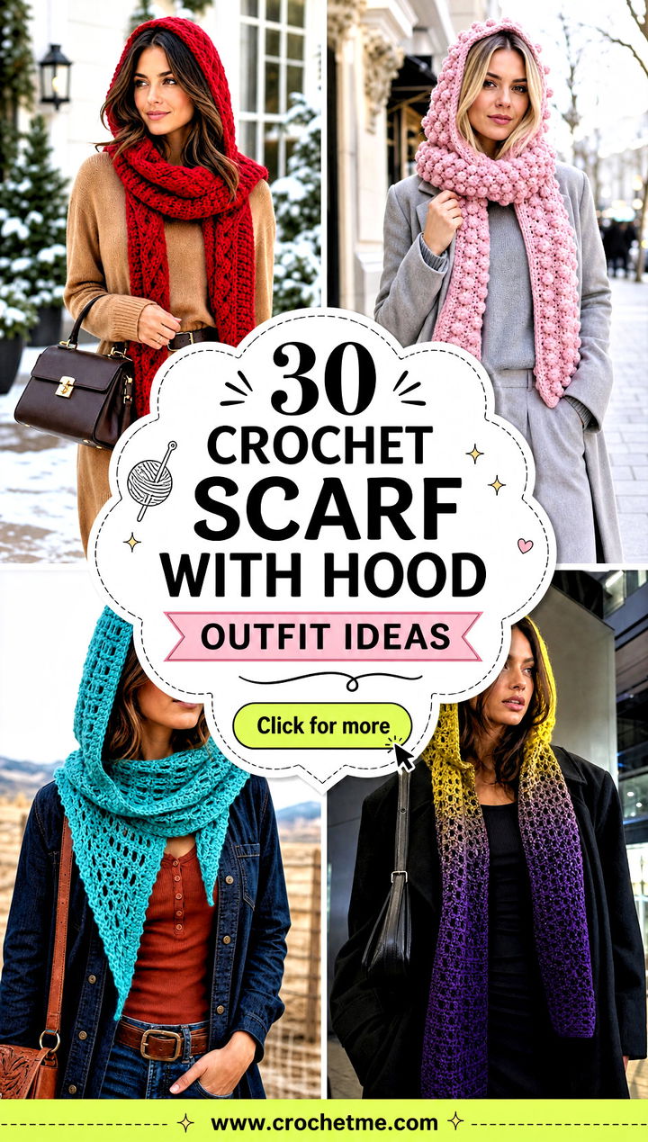 30 crochet scarf with hood outfit ideas - 30 crochet scarf with hood outfit ideas