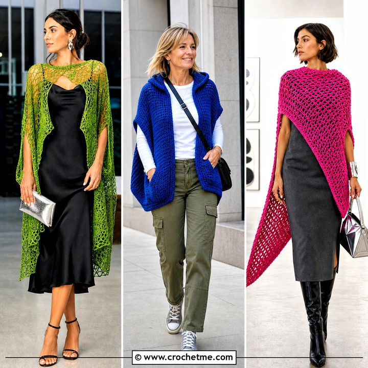 30 Crochet Shawl With Arm Holes Outfit Ideas for Easy Layering