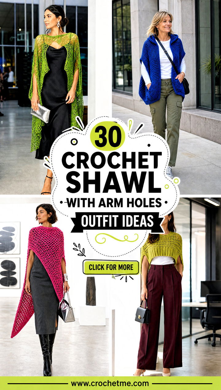30 crochet shawl with arm holes outfit ideas - 30 crochet shawl with arm holes outfit ideas