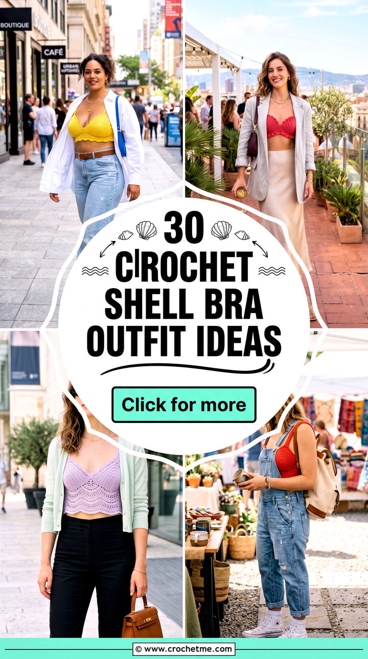 30 crochet shell bra outfit ideas - 30 crochet shell bra outfit ideas