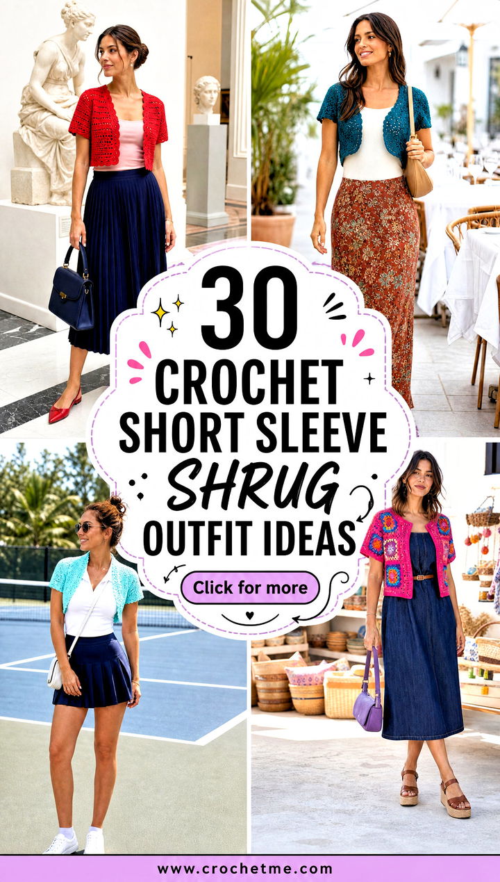 30 crochet short sleeve shrug outfit ideas - 30 crochet short sleeve shrug outfit ideas