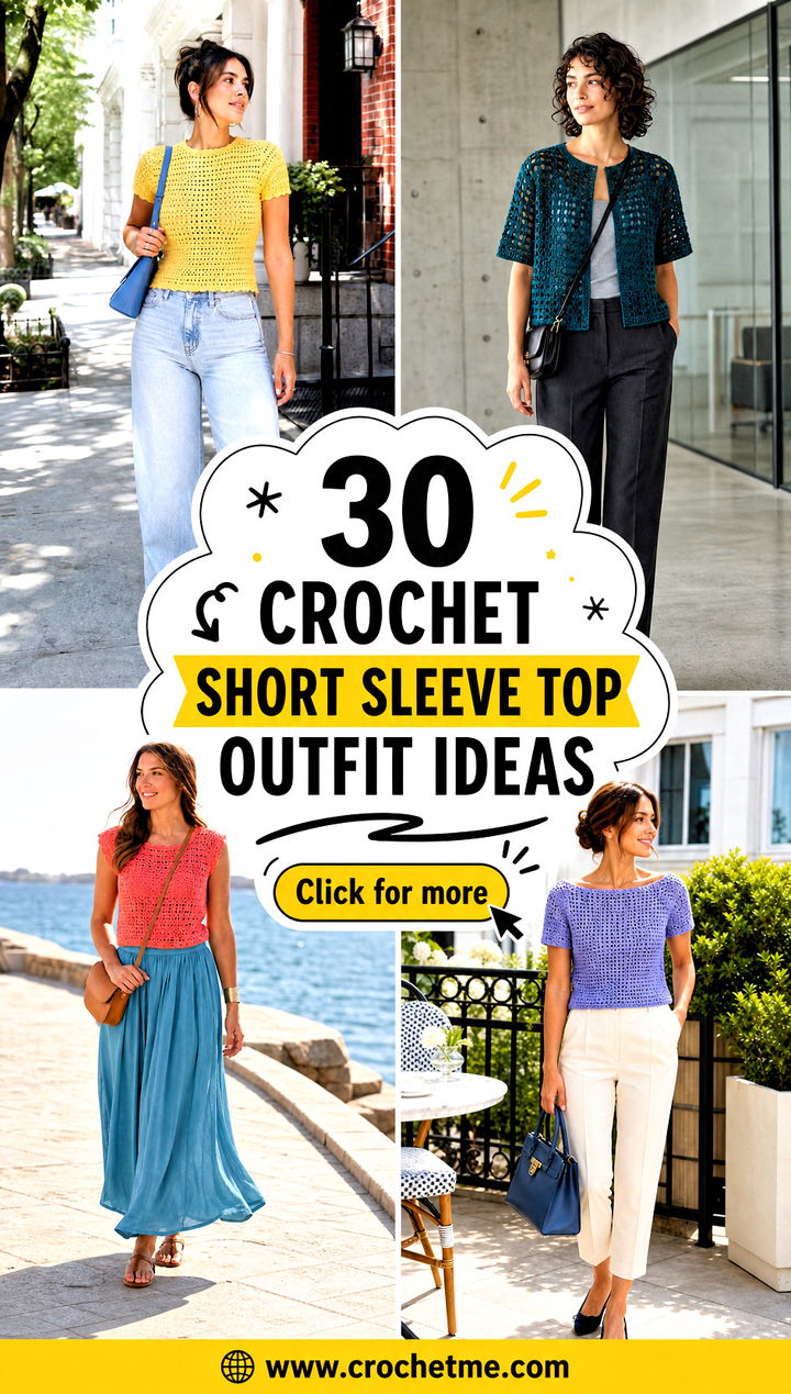 30 crochet short sleeve top outfit ideas - 30 crochet short sleeve top outfit ideas