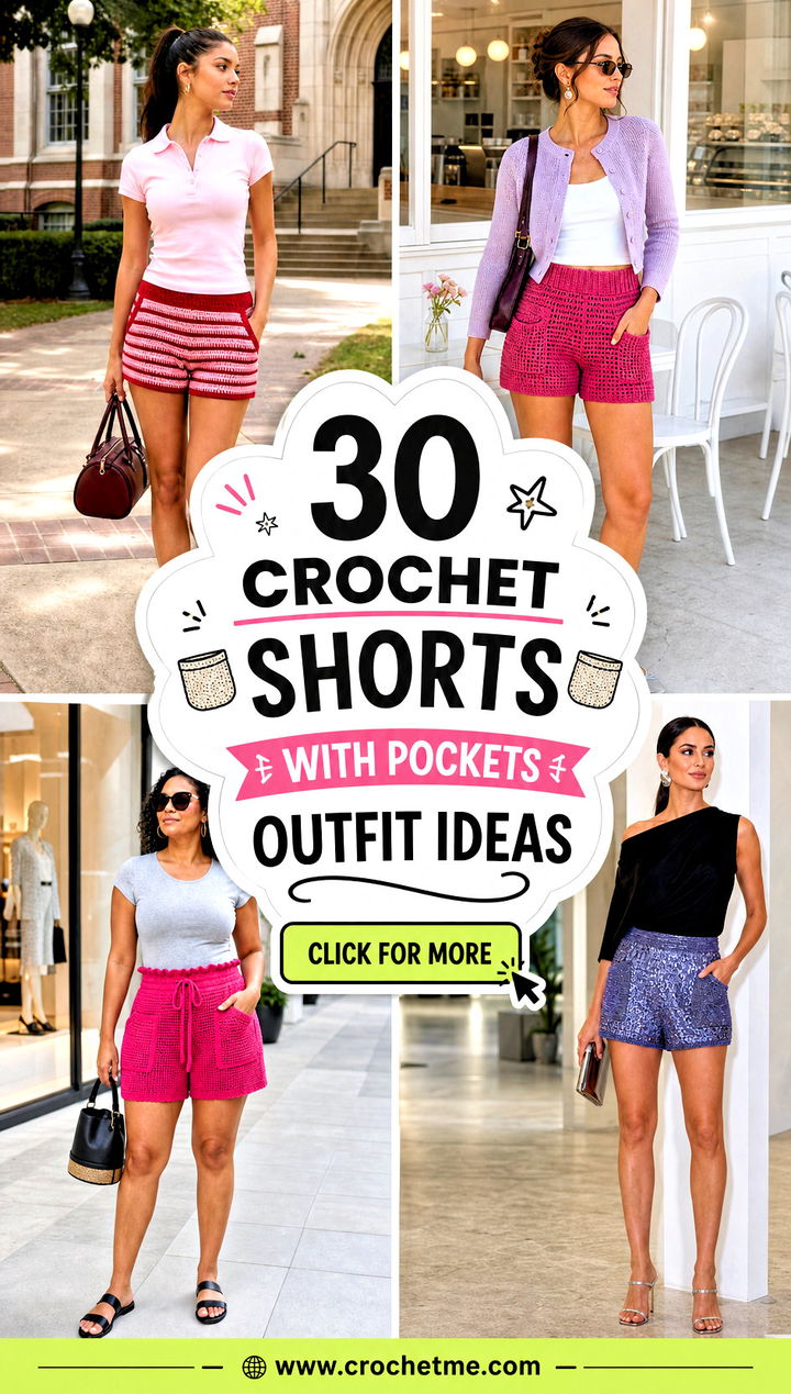 30 crochet shorts with pockets outfit ideas - 30 crochet shorts with pockets outfit ideas