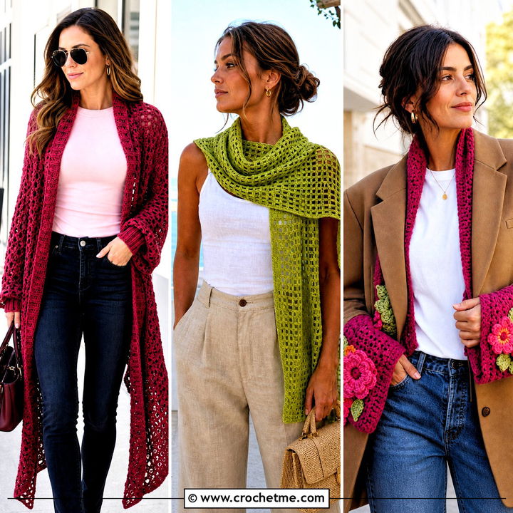 30 Crochet Sleeve Scarf Outfit Ideas for Creative Layering