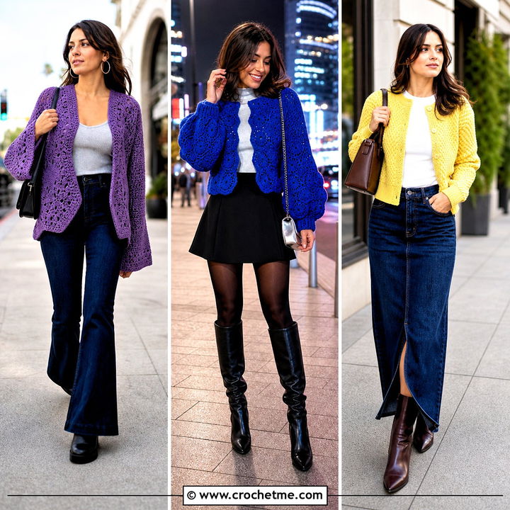 30 Crochet Solid Hexagon Cardigan Outfit Ideas for Cozy Style
