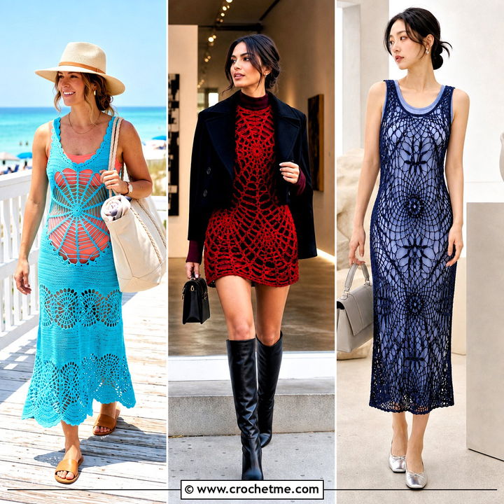 30 Crochet Spider Web Dress Outfit Ideas for Spooky Season