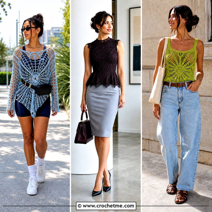 30 Crochet Spiderweb Top Outfit Ideas for Bold Festival Style