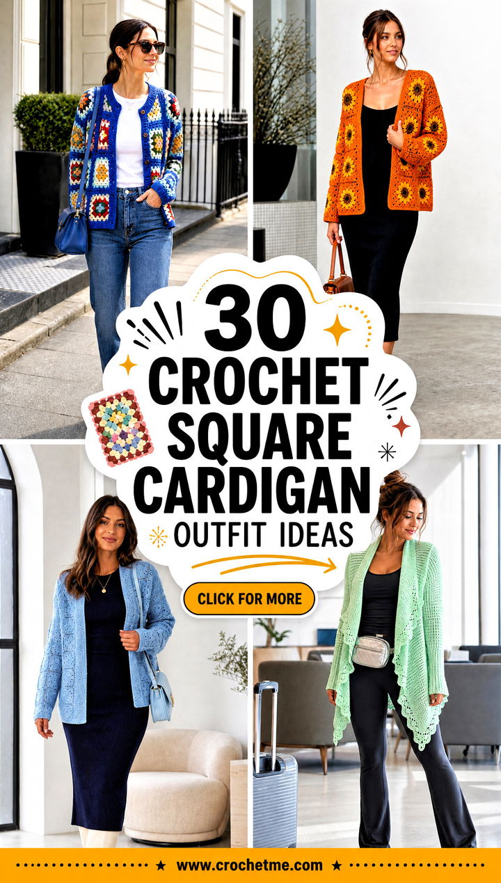 30 crochet square cardigan outfit ideas - 30 crochet square cardigan outfit ideas