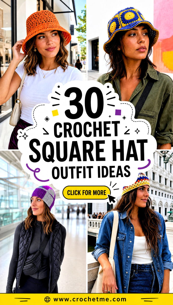 30 crochet square hat outfit ideas - 30 crochet square hat outfit ideas