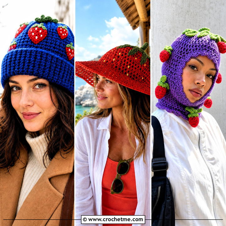 30 Crochet Strawberry Hat Outfit Ideas for Sweet Summer Style