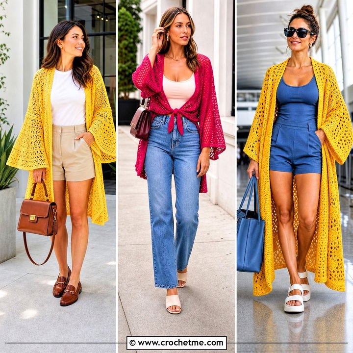 30 Crochet Summer Kimono Outfit Ideas for Breezy Layers
