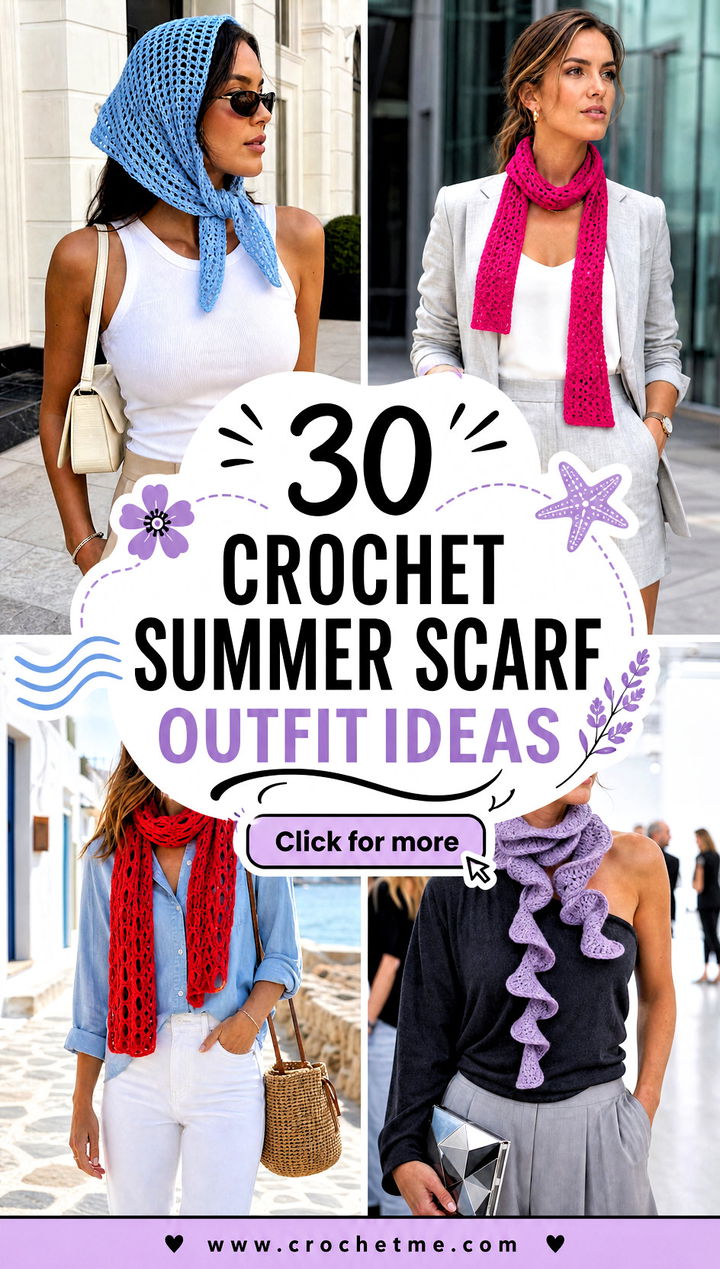 30 crochet summer scarf outfit ideas - 30 crochet summer scarf outfit ideas