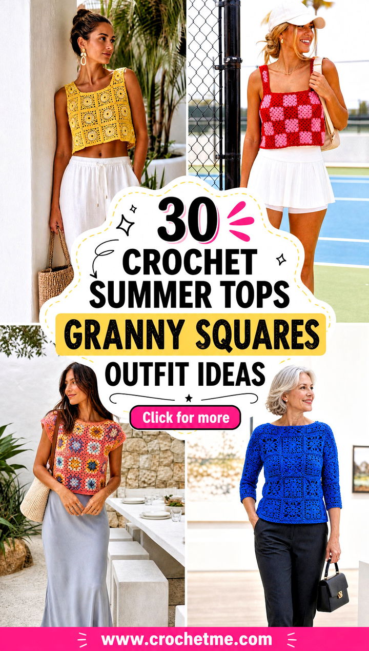 30 crochet summer tops granny squares outfit ideas - 30 crochet summer tops granny squares outfit ideas