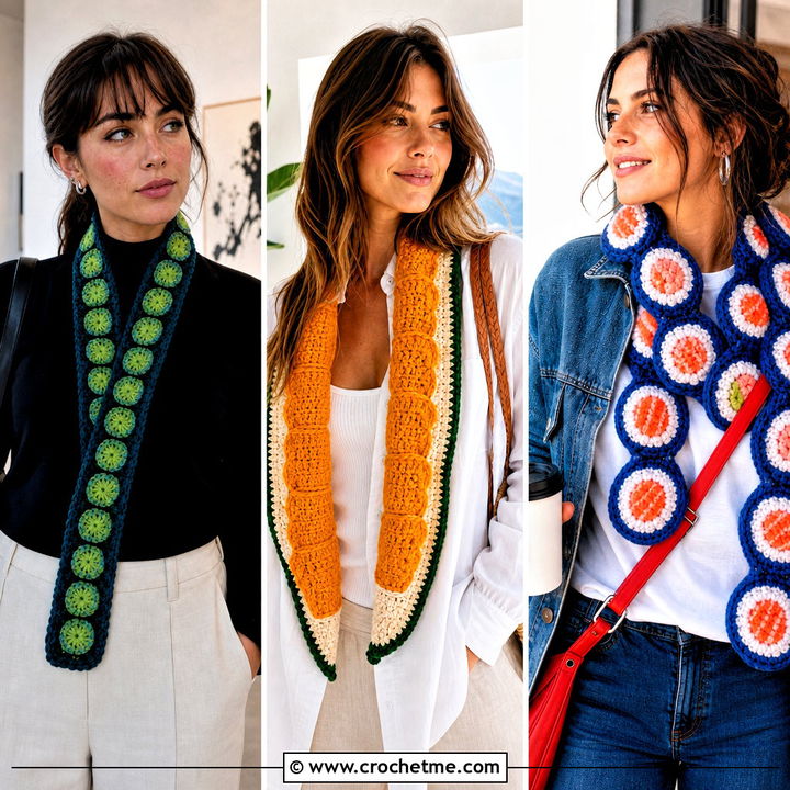 30 Crochet Sushi Scarf Outfit Ideas for Playful Winter Style