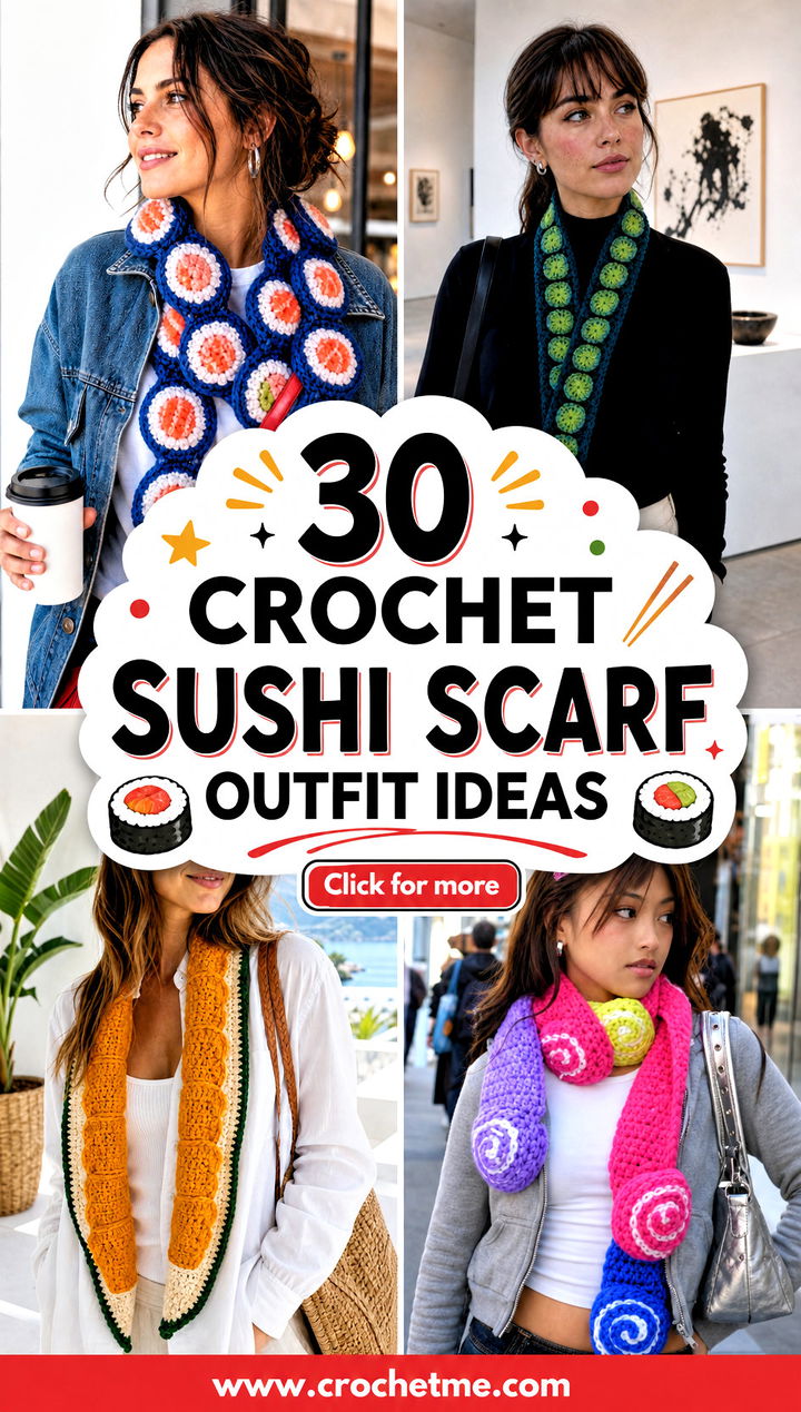 30 crochet sushi scarf outfit ideas - 30 crochet sushi scarf outfit ideas