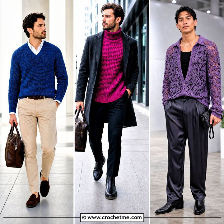 30 Crochet Sweater for Man Outfit Ideas for Modern Winter Style