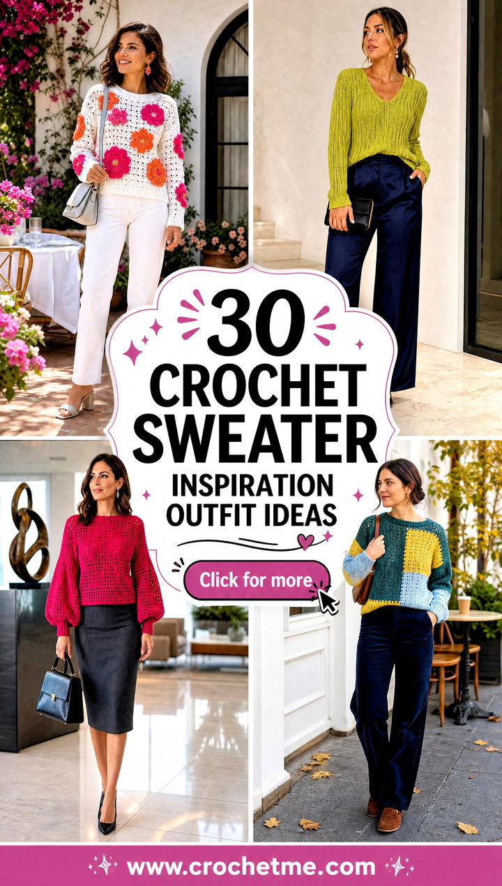 30 crochet sweater inspiration outfit ideas - 30 crochet sweater inspiration outfit ideas