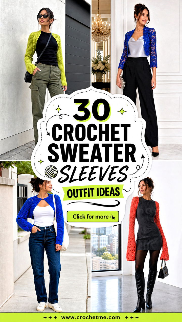 30 crochet sweater sleeves outfit ideas - 30 crochet sweater sleeves outfit ideas