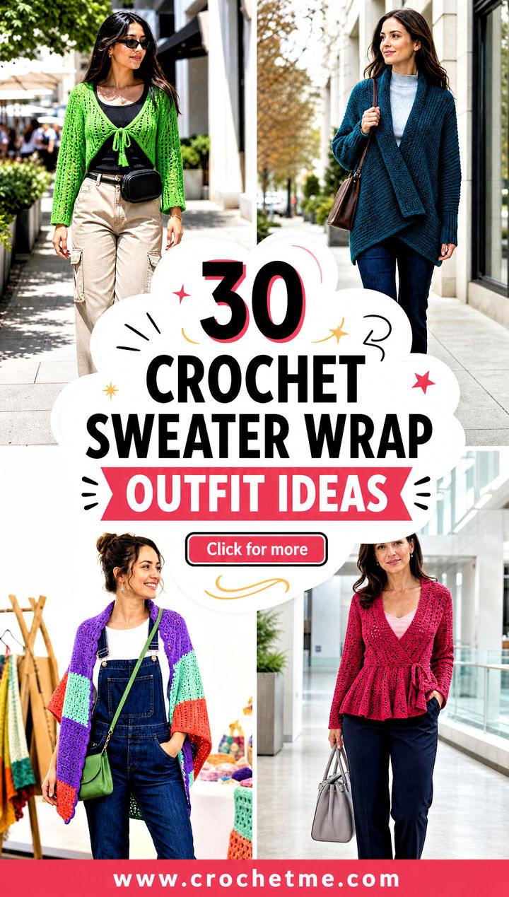 30 crochet sweater wrap outfit ideas - 30 crochet sweater wrap outfit ideas