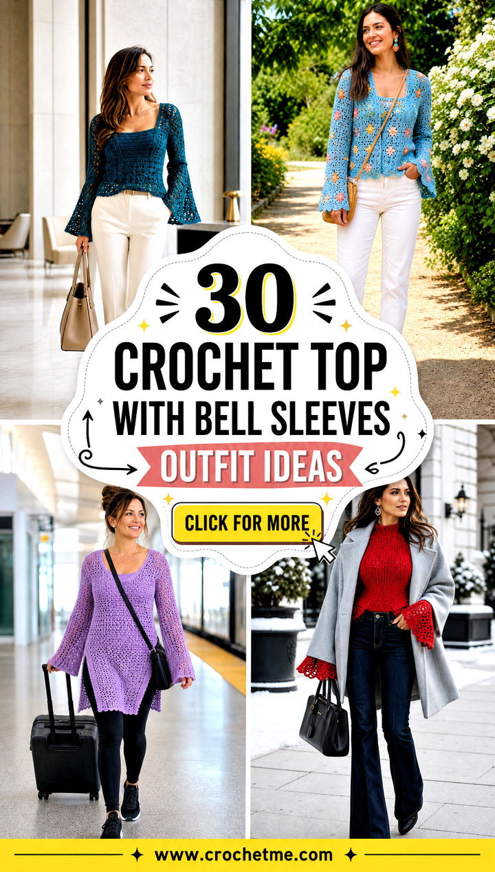 30 crochet top with bell sleeves outfit ideas - 30 crochet top with bell sleeves outfit ideas