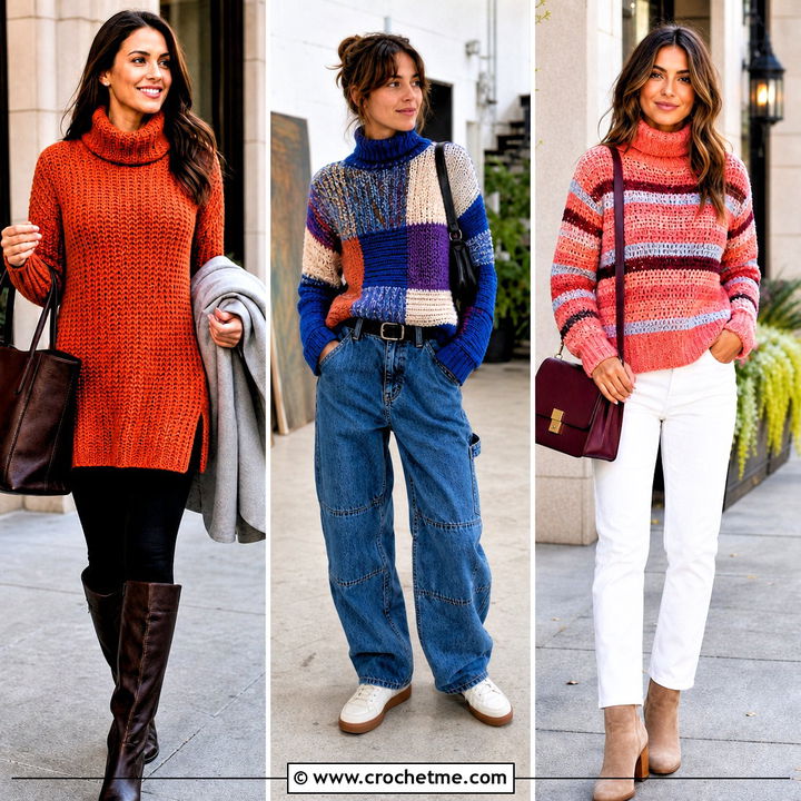 30 Crochet Turtleneck Sweater Outfit Ideas for Chic Winter Looks