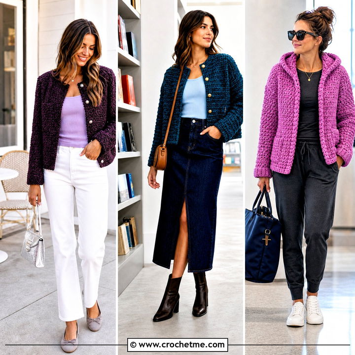 30 Crochet Tweed Jacket Outfit Ideas for Timeless Fall Style