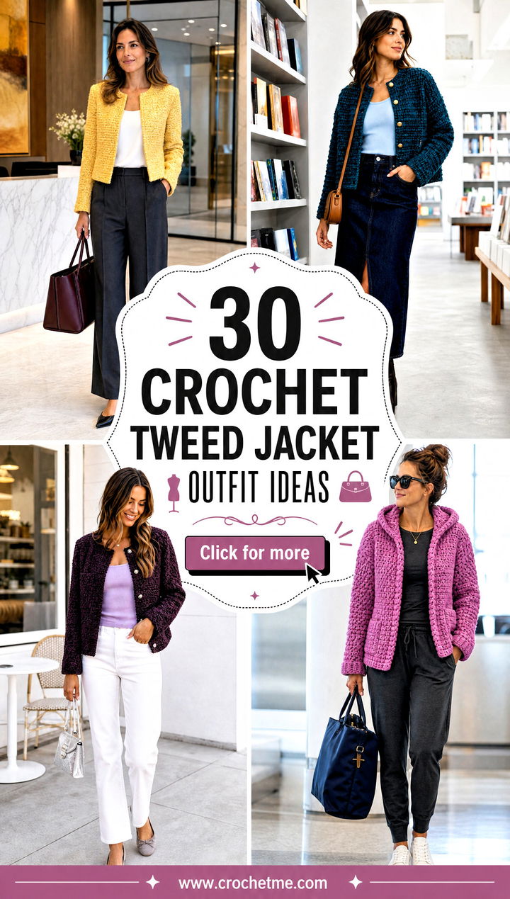 30 crochet tweed jacket outfit ideas - 30 crochet tweed jacket outfit ideas