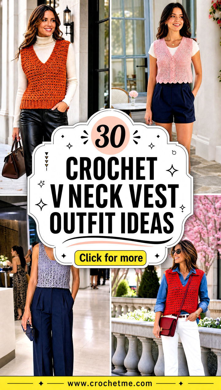 30 crochet v neck vest outfit ideas - 30 crochet v neck vest outfit ideas