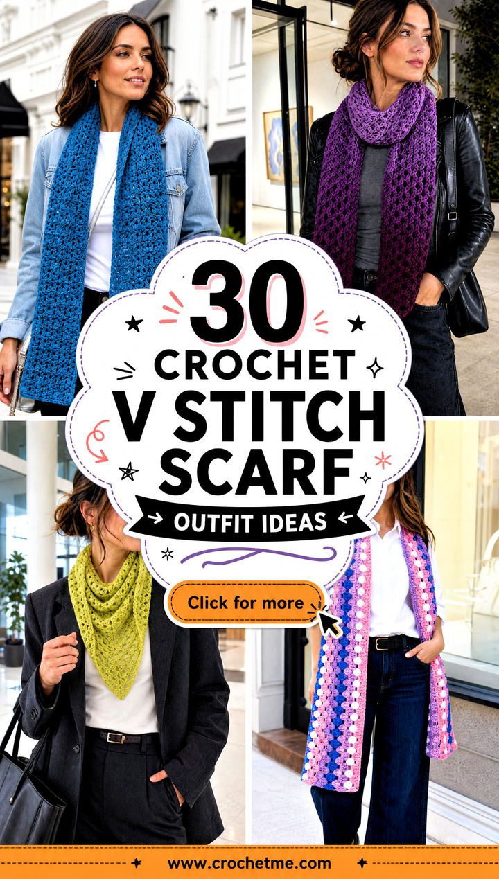 30 crochet v stitch scarf outfit ideas - 30 crochet v stitch scarf outfit ideas