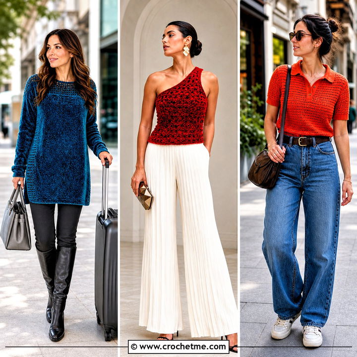 30 Crochet Velvet Top Outfit Ideas for Luxe Evening Style