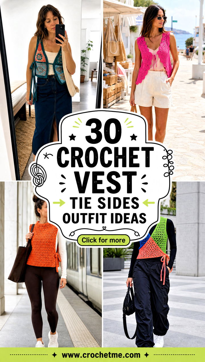 30 crochet vest tie sides outfit ideas - 30 crochet vest tie sides outfit ideas