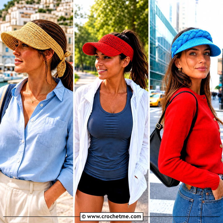 30 Crochet Visor Hat Outfit Ideas for Sporty Summer Style