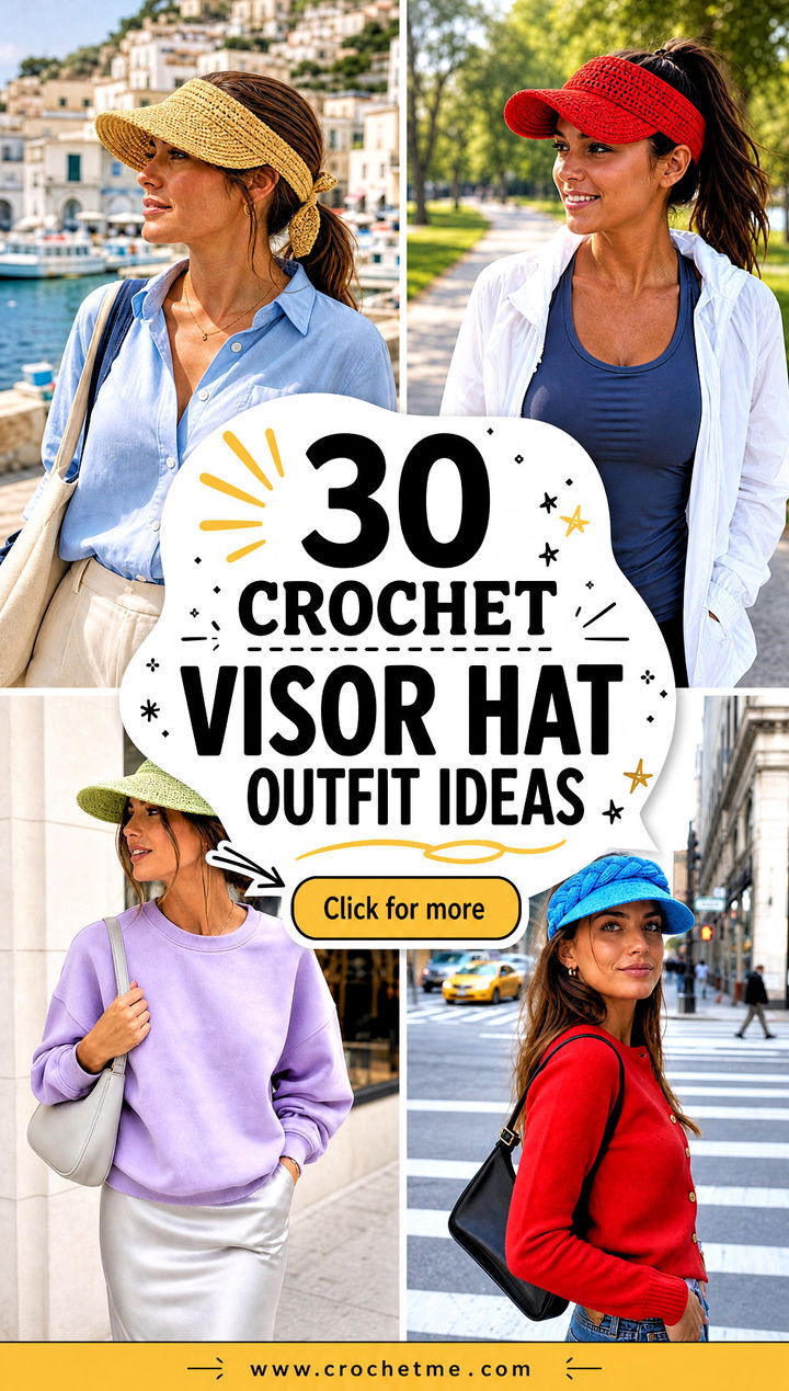 30 crochet visor hat outfit ideas - 30 crochet visor hat outfit ideas