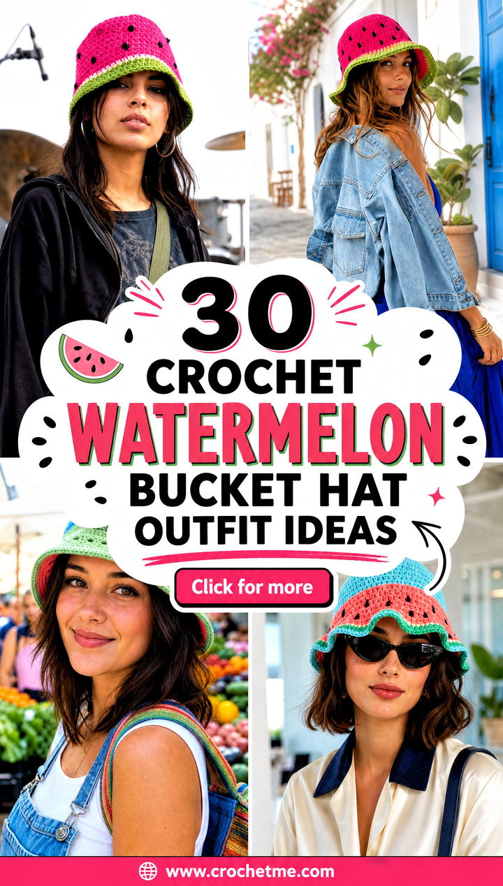 30 crochet watermelon bucket hat outfit ideas - 30 crochet watermelon bucket hat outfit ideas