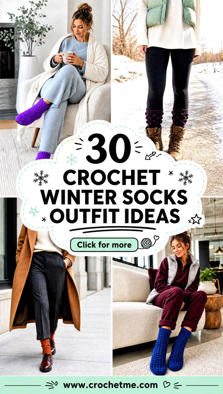 30 crochet winter socks outfit ideas - 30 crochet winter socks outfit ideas