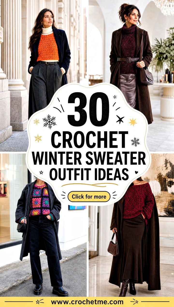 30 crochet winter sweater outfit ideas - 30 crochet winter sweater outfit ideas