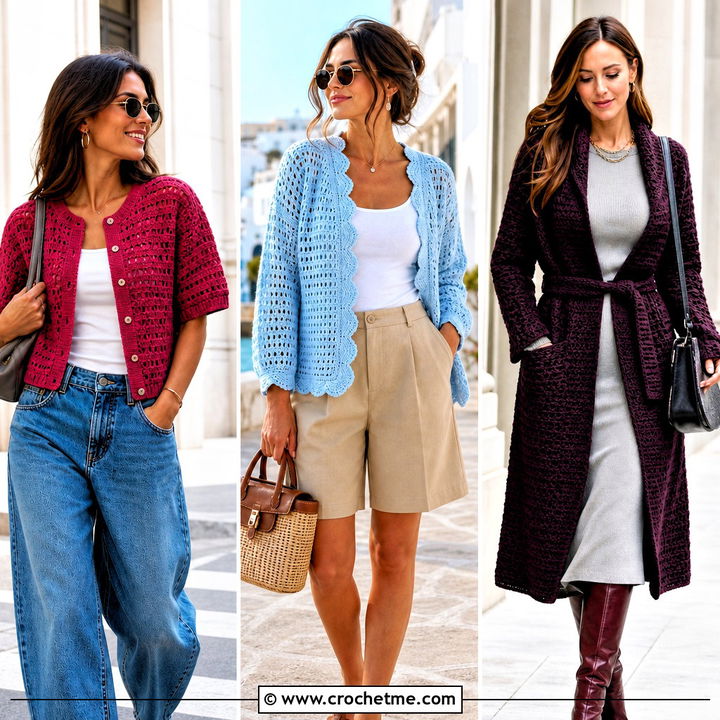 30 Crochet Women’s Cardigan Outfit Ideas for Chic Layering