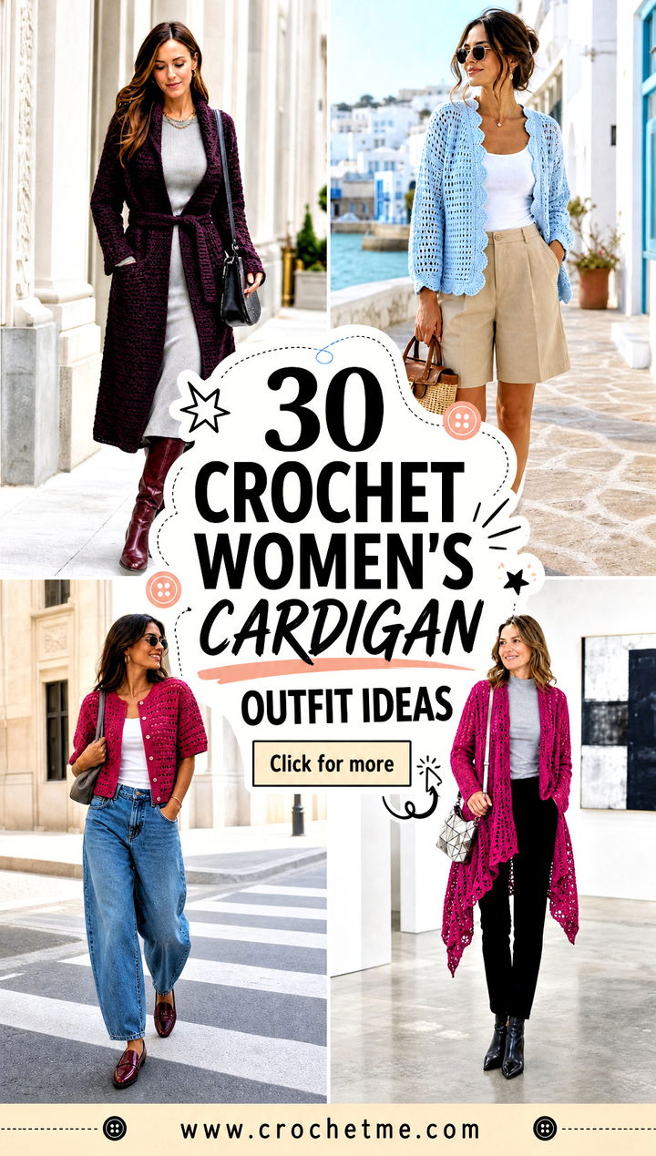 30 crochet womens cardigan outfit ideas - 30 crochet women’s cardigan outfit ideas
