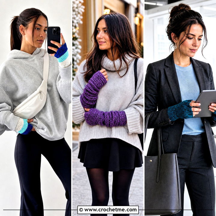 30 Crocheted Fingerless Gloves Outfit Ideas for Cozy Days