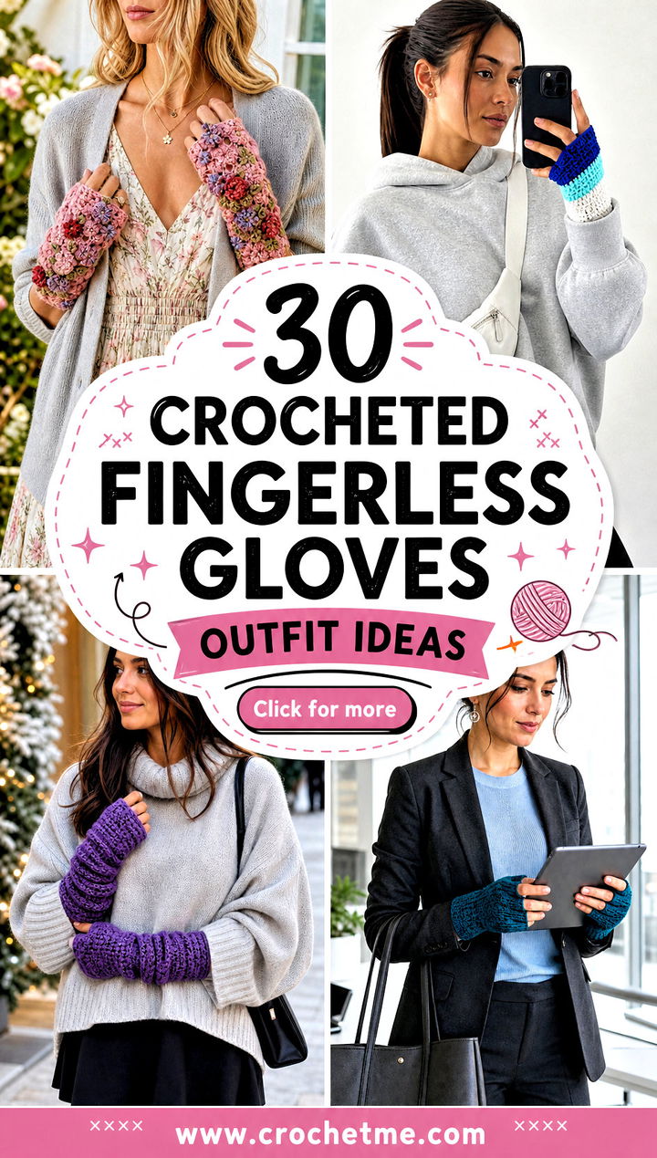 30 crocheted fingerless gloves outfit ideas - 30 crocheted fingerless gloves outfit ideas