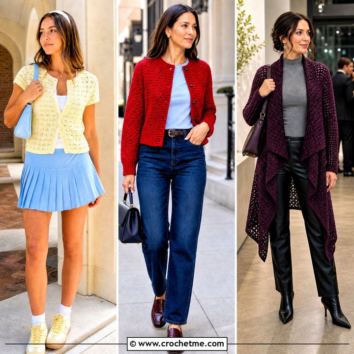 30 Cute Crochet Cardigans Outfit Ideas for Cozy Layering