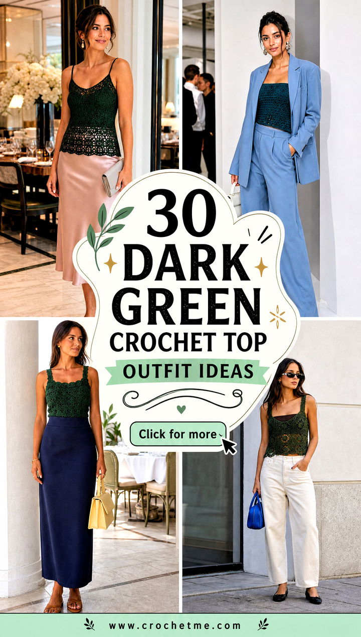 30 dark green crochet top outfit ideas - 30 dark green crochet top outfit ideas