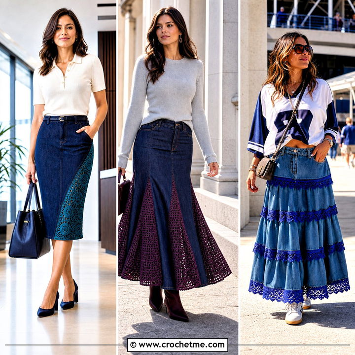 30 Denim Crochet Skirt Outfit Ideas for Chic Summer Style