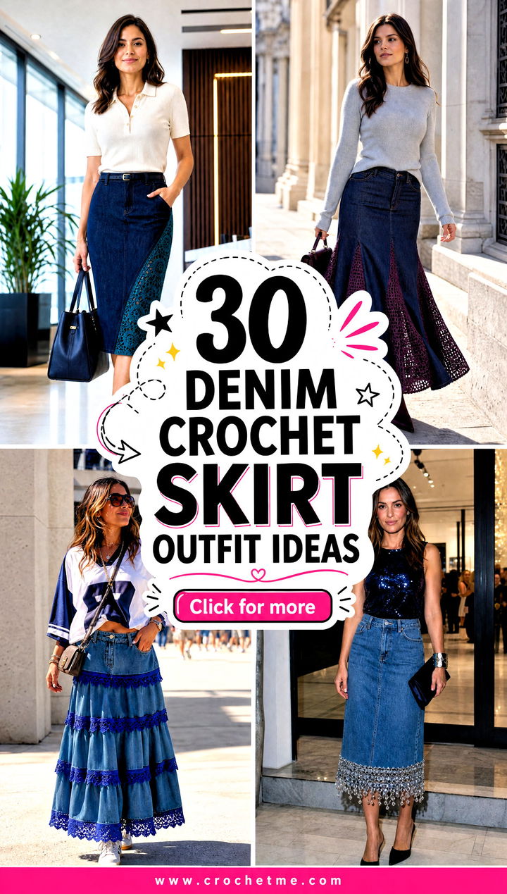 30 denim crochet skirt outfit ideas - 30 denim crochet skirt outfit ideas