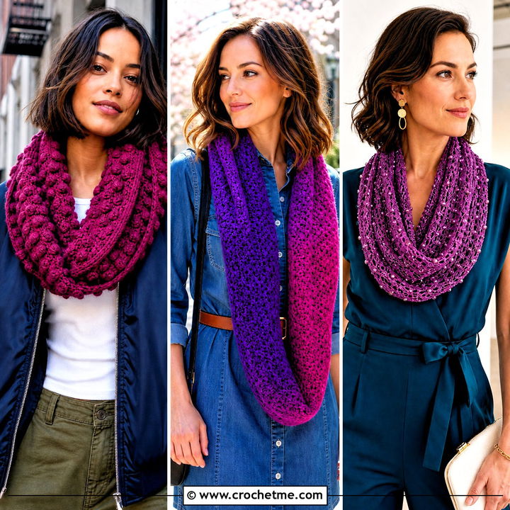 30 Easy Crochet Infinity Scarf Outfit Ideas for Winter Style