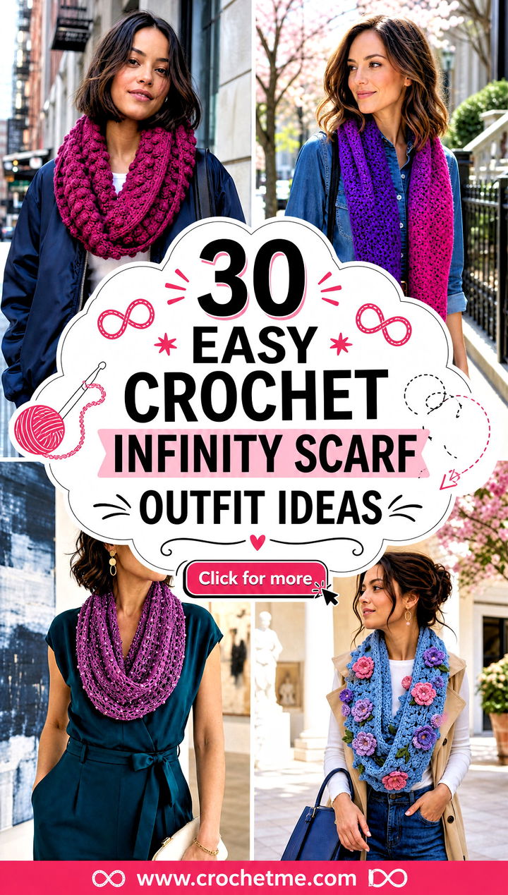 30 easy crochet infinity scarf outfit ideas - 30 easy crochet infinity scarf outfit ideas
